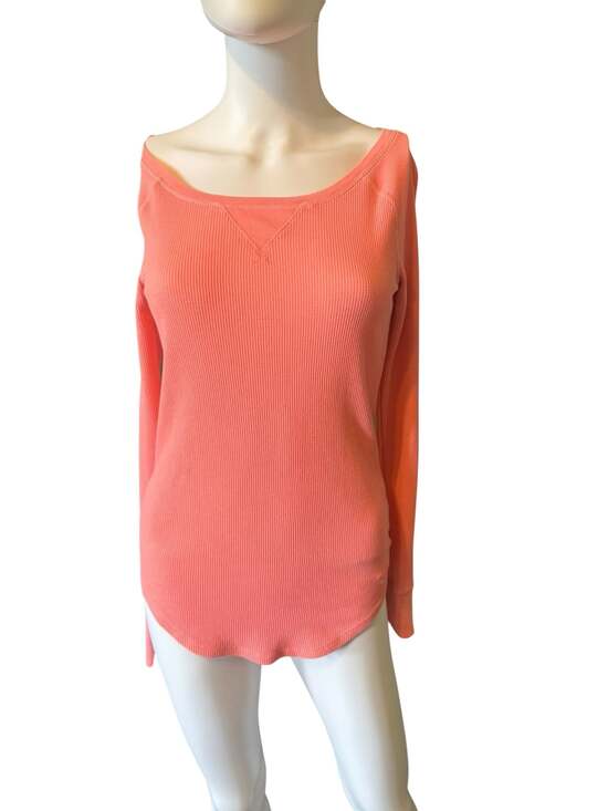 PINK Victoria's Secret Tops - Pink Victoria's Secret Coral Orange Waffle Knit Thermal Long Sleeve Top Size S